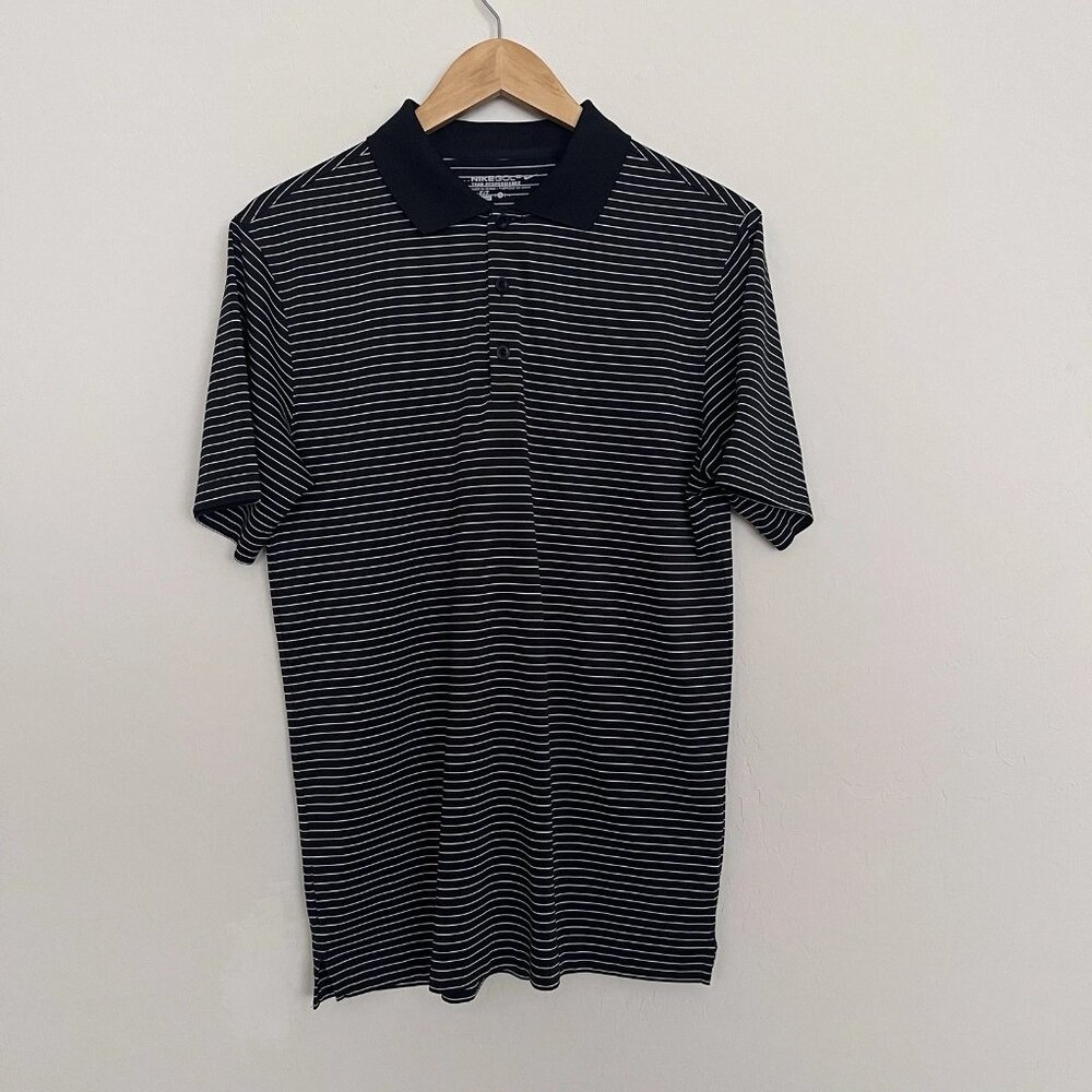 Nike Polo Golf Shirt Short Sleeve Black with White Stripe Men's Size Small